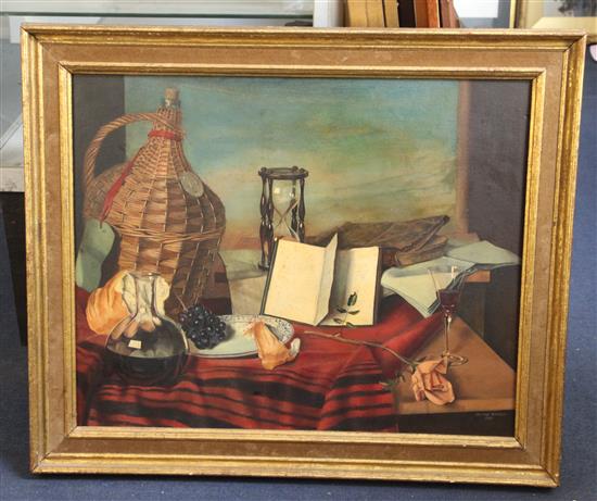§ Dennis Ramsay (1925-2009) Still life with wine cask 22 x 27in.